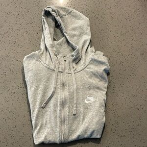 Light gray Nike hooded zip up sweatshirt size XL